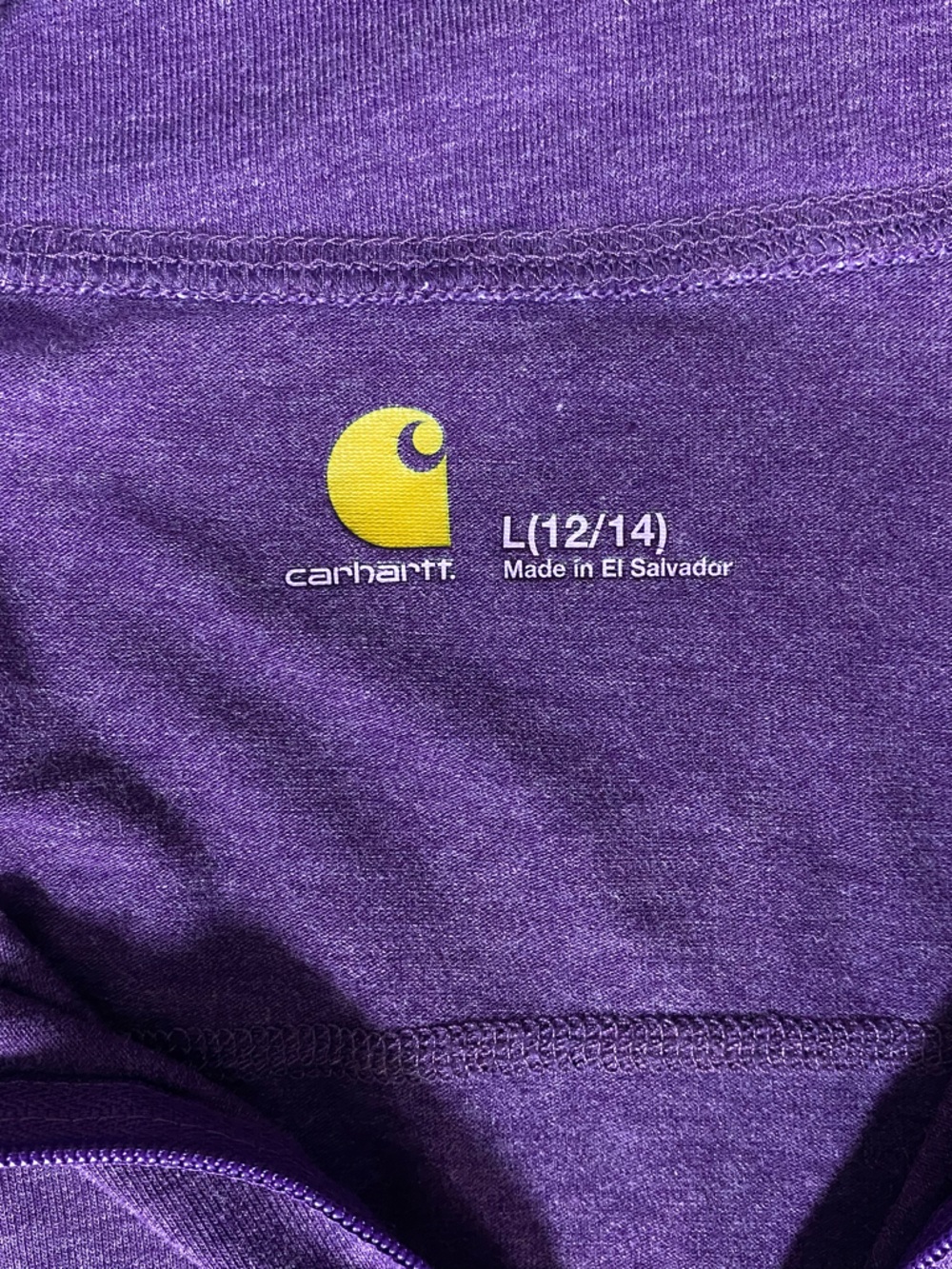 Carhartt Force Purple Quarter Zip Pullover Long Sleeve Athletic Top Size L 12/14 - Picture 10 of 12